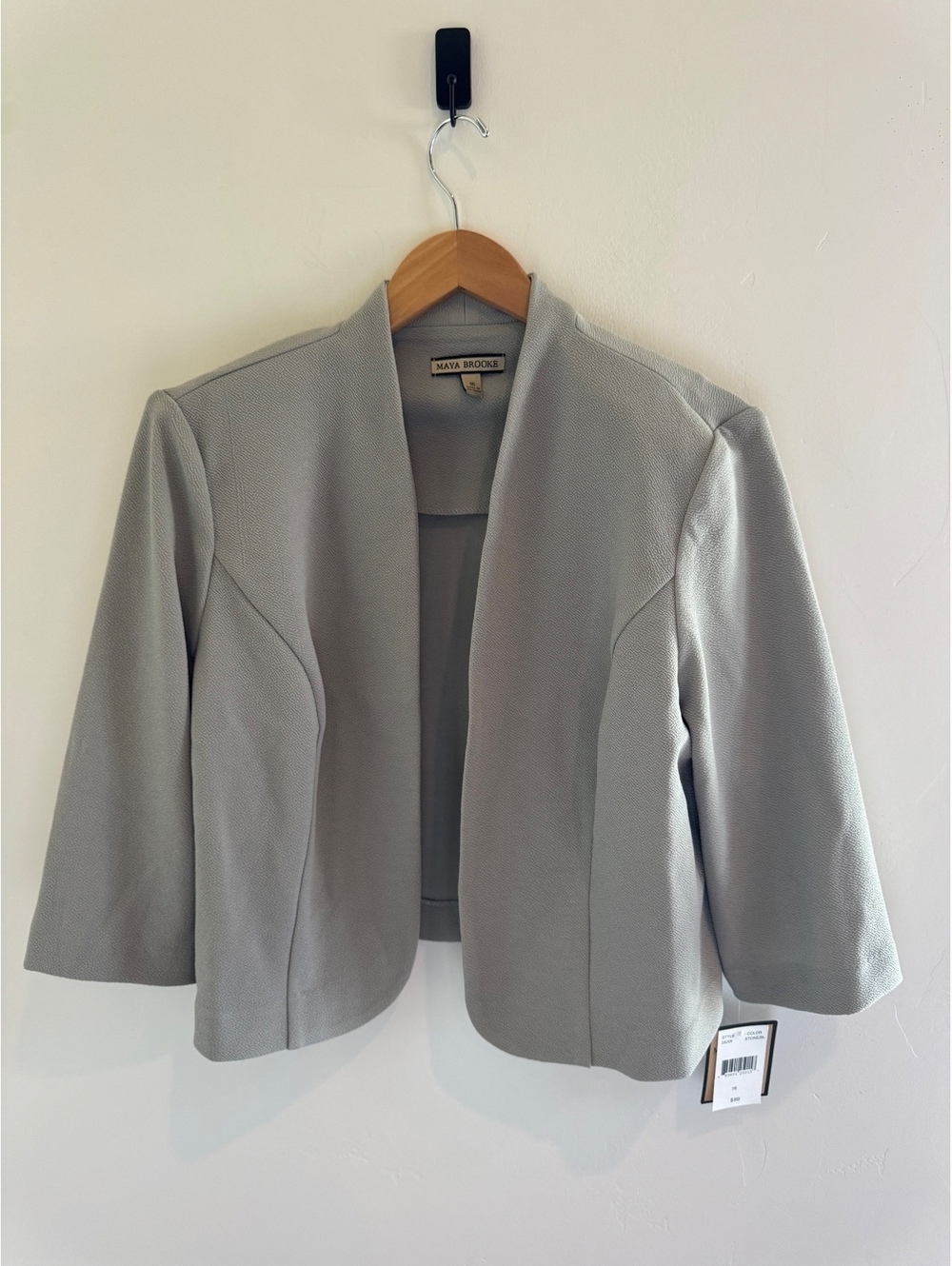 Maya Brooke Women’s Open Front Blazer Jacket Size 16 Stone Gray NWT